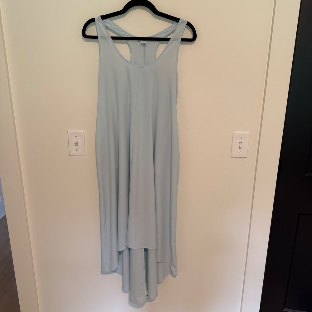 Athleta Womens Light Blue Racerback‎ High Low Midi Dress XS Pockets Activewear